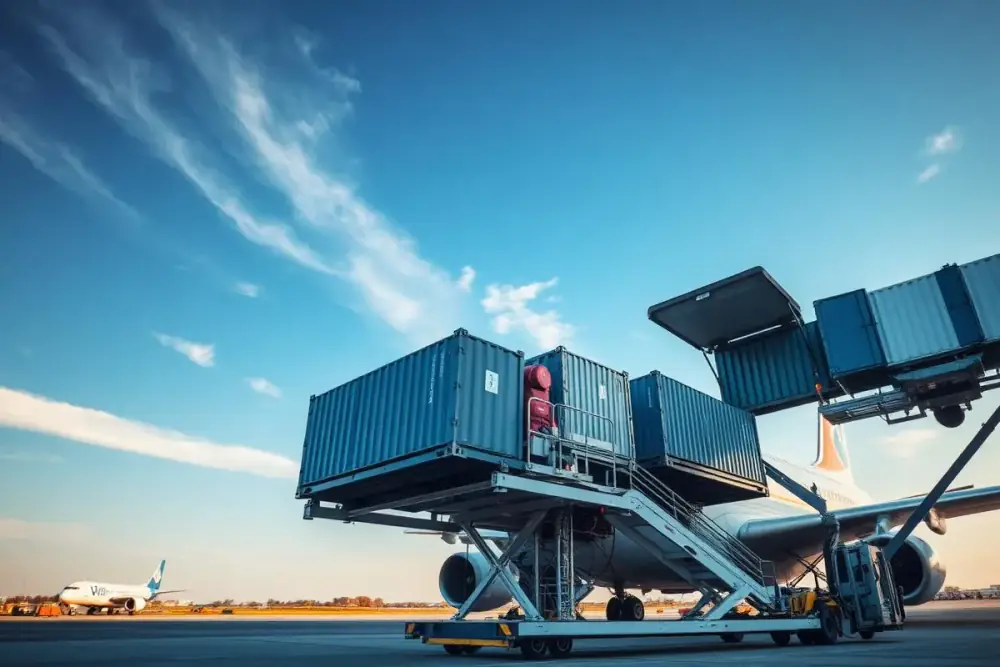 Air freight cargo being loaded for express shipping from China